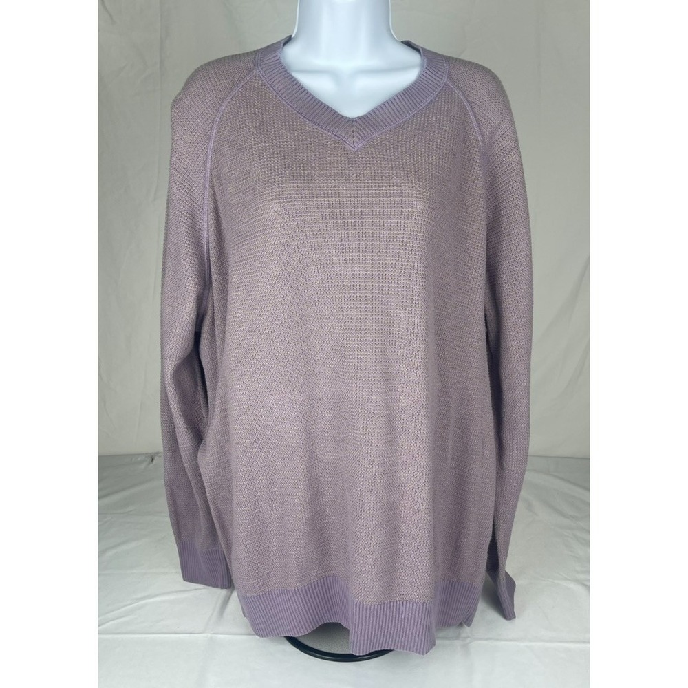 JOHNSTON & MURPHY‎ MENS XL PIMA COTTON SWEATER PURPLE VNECK LIGHTWEIGHT KNIT